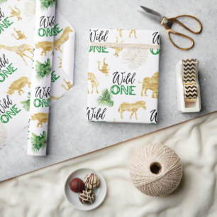 Safari Wild One 1st Birthday Wrapping Paper