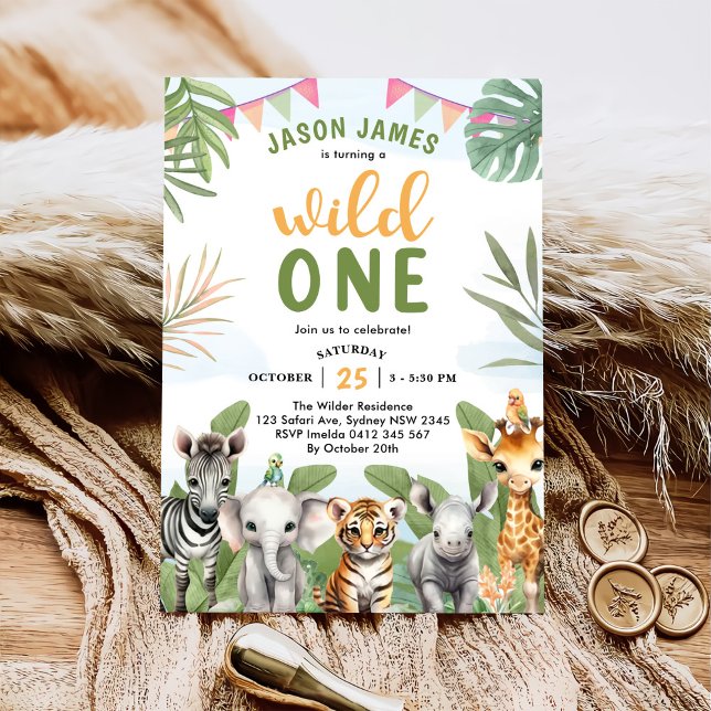 Safari Wild One 1st Boy Birthday  Invitation (Creator Uploaded)