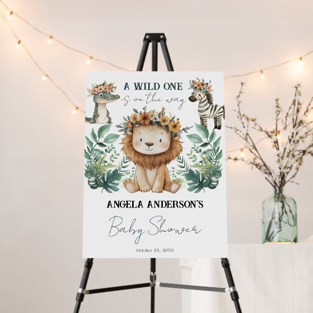 Safari Wild One Animals Baby Shower Foam Board (In Situ (Stand))