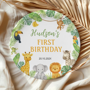 Safari Wild One Animals Birthday Party Paper Plates