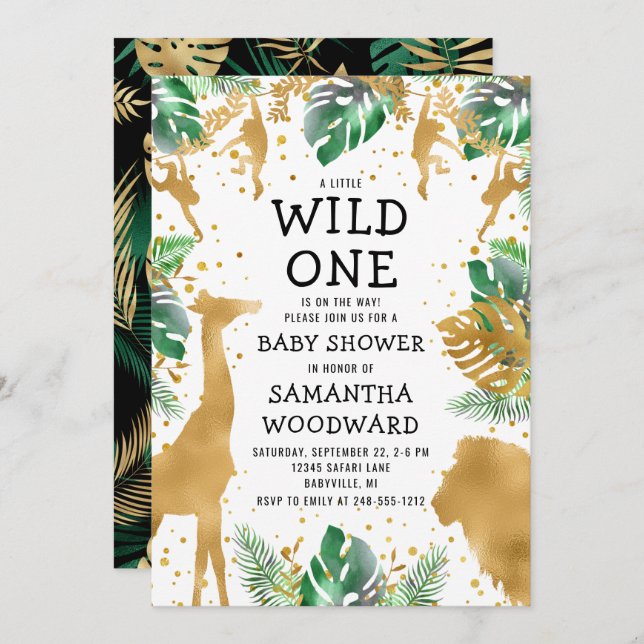 Safari Wild One Baby Shower Invitation (Front/Back)