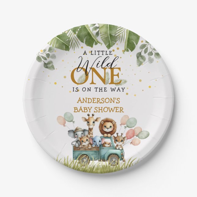 Safari Wild One Baby Shower Paper Plates (Front)
