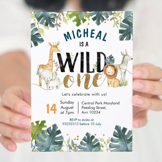 Safari wild one birthday boy invitation (Creator Uploaded)