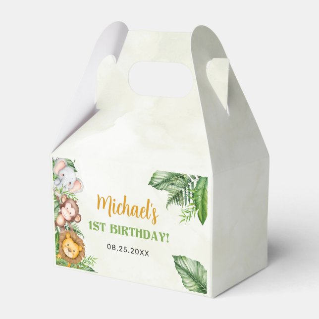 Safari Wild One Birthday Favor Boxes (Front Side)