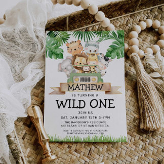 Safari Wild One Birthday Invitation