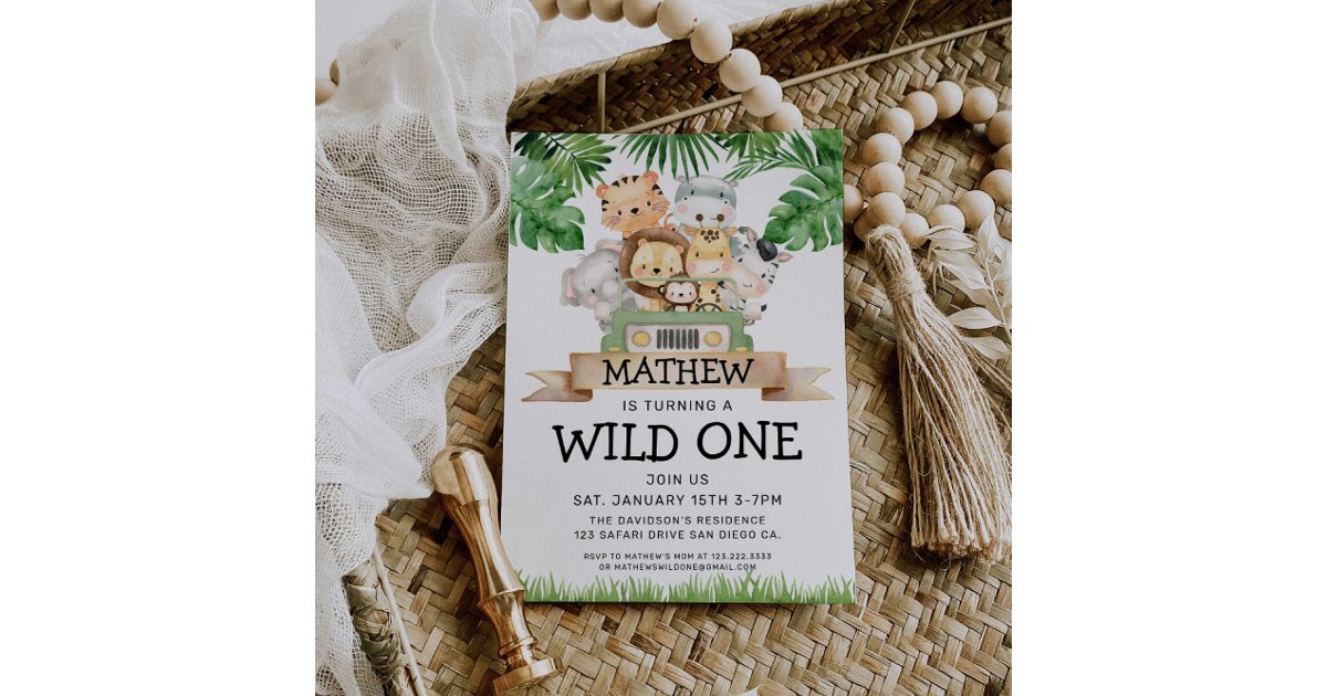 Safari Wild One Birthday Invitation | Zazzle