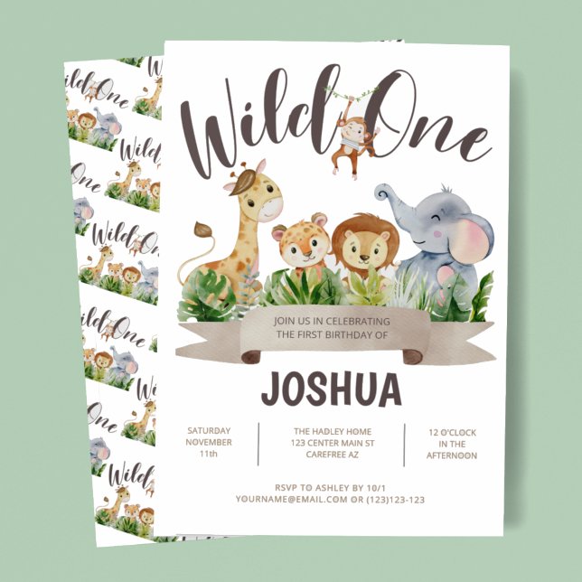 Safari Wild One Birthday Invitation (Creator Uploaded)