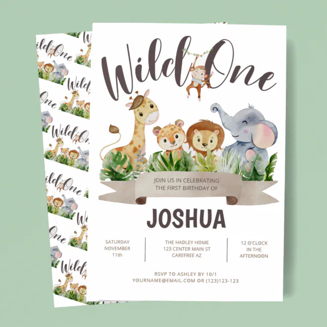 Safari Wild One Birthday Invitation | Zazzle