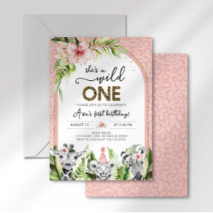 Safari Wild One Birthday Invitation