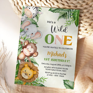 Safari Wild One Birthday Invitation