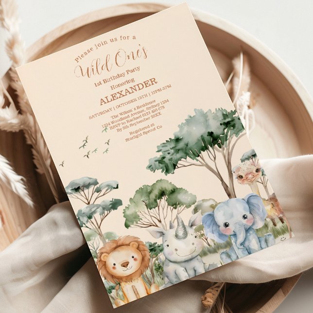 Safari Wild One Birthday Invitation (Creator Uploaded)