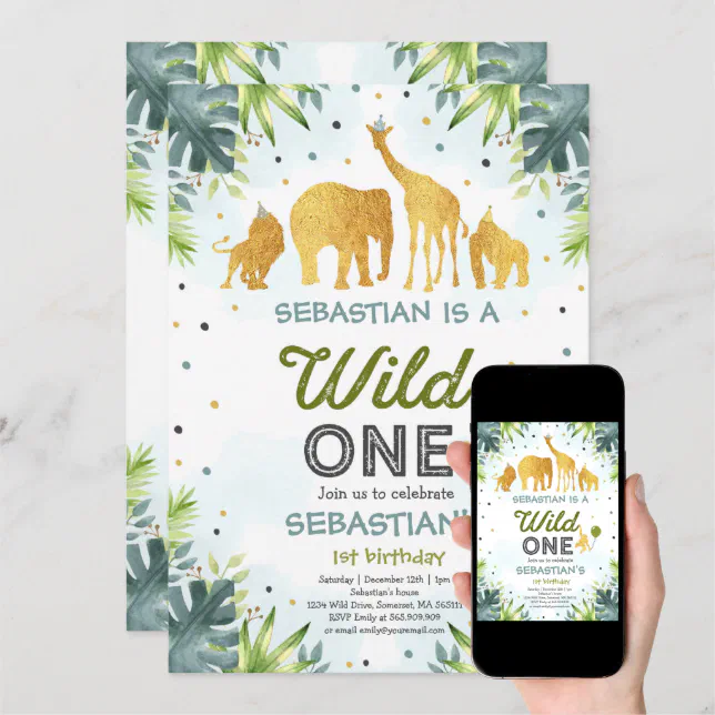 Safari Wild One Birthday Invitation Wild One Party | Zazzle