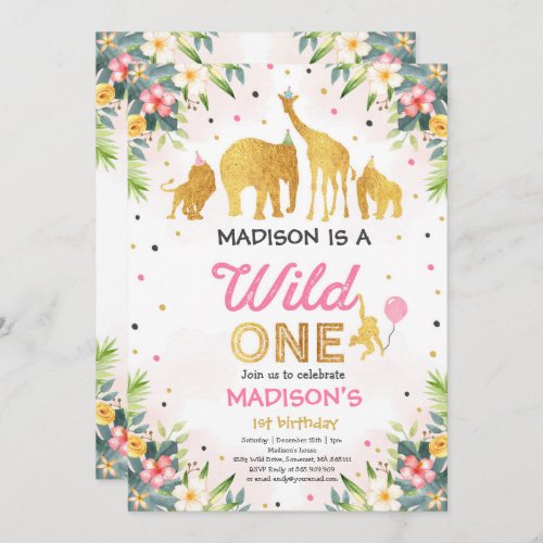 Safari Wild One Birthday Invitation Wild One Party