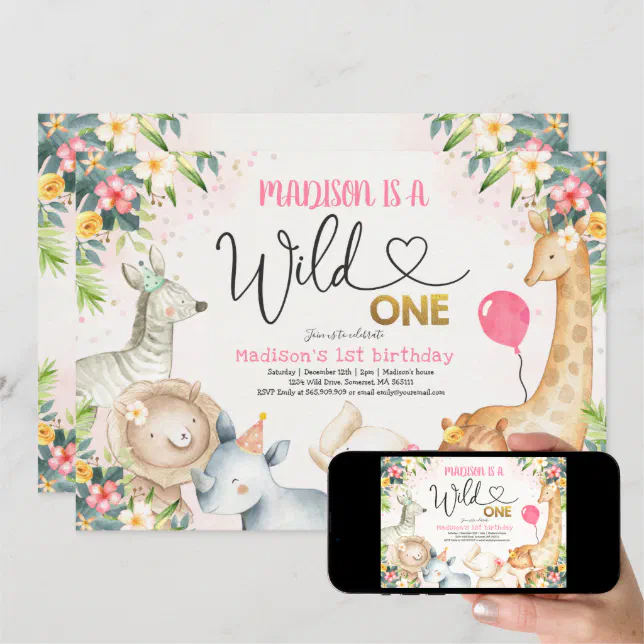 Safari Wild One Birthday Invitation Wild One Party | Zazzle