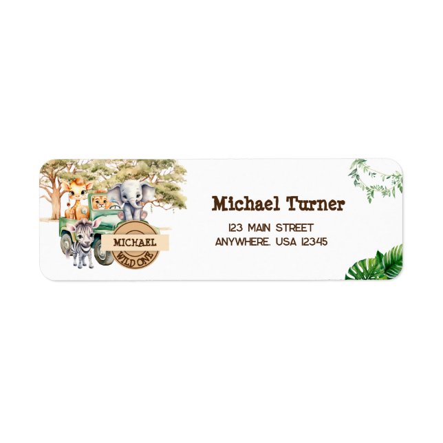 Safari Wild One Birthday Label (Front)