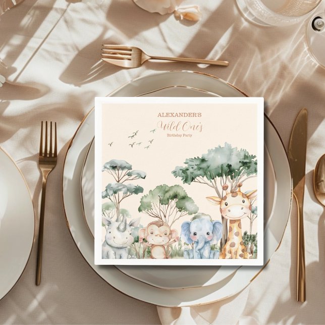 Safari Wild One Birthday Napkins (Creator Uploaded)