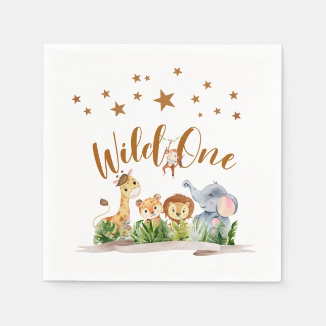 Safari Wild One Birthday Napkins (Front)