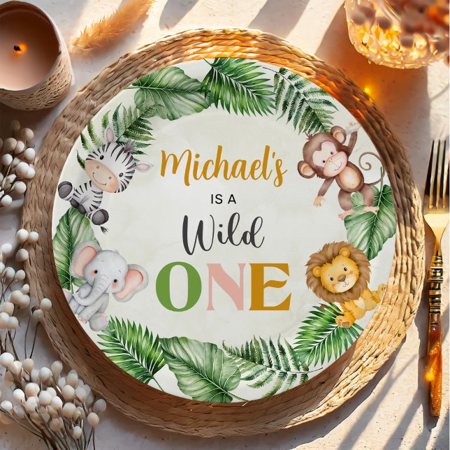 Safari Wild One Birthday Paper Plates (Creator Uploaded)