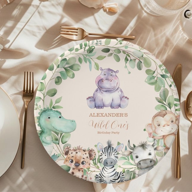 Safari Wild One Birthday Paper Plates (Creator Uploaded)