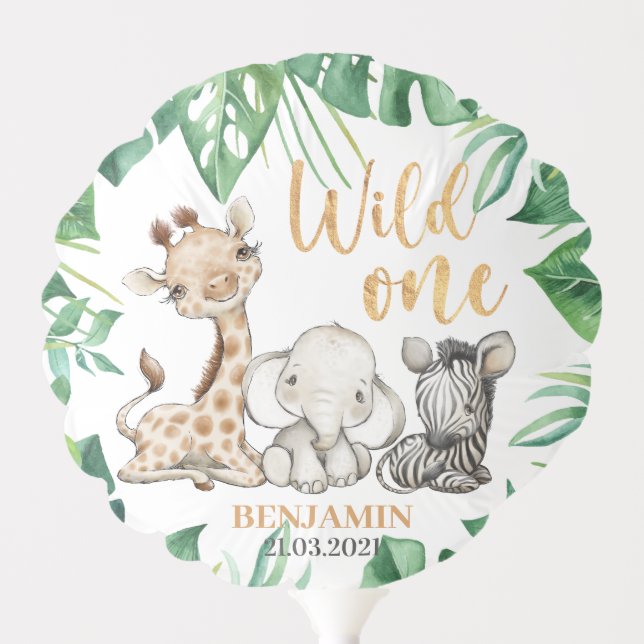 Safari Wild One Birthday Party Balloon (Front)
