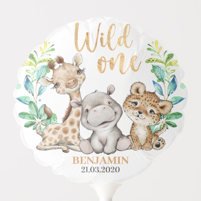 Safari Wild One Birthday Party Balloon (Front)