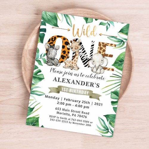 Safari Wild One Birthday Party Invitation Postcard