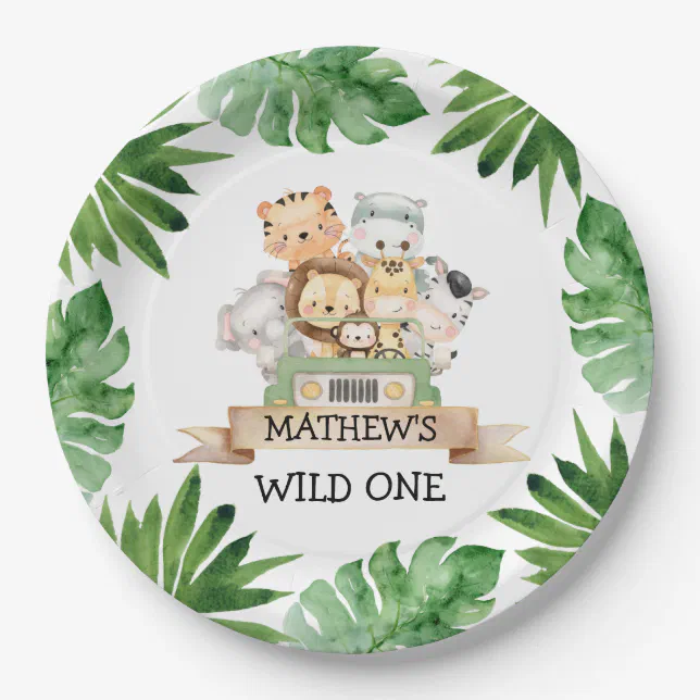 Safari Wild One Birthday Party Paper Plates Zazzle