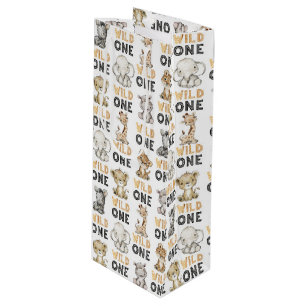 Safari Wild One Birthday Party Wine Gift Bag