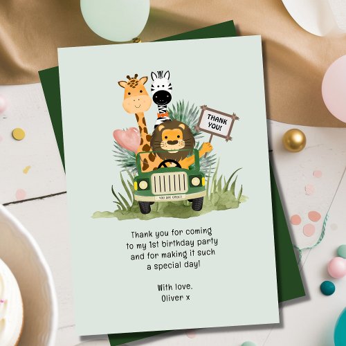 Safari Wild One Birthday Thank You Card