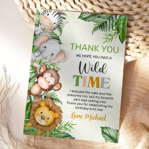 Safari Wild One Birthday Thank You Card