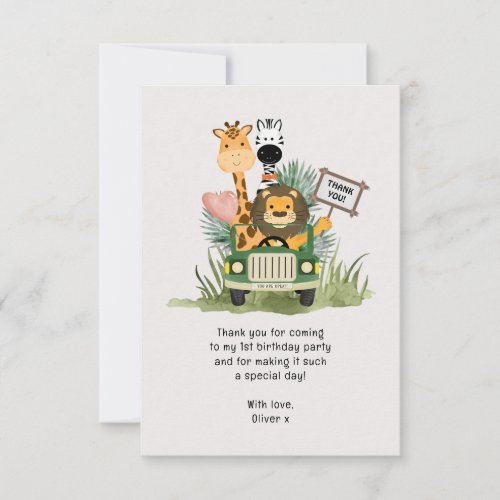 Safari Wild One Birthday Thank You Card