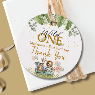 Safari Wild One Birthday Thank You Favor Tags