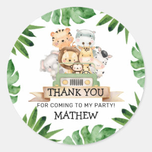 Safari Wild One Birthday Thank you Round Stickers