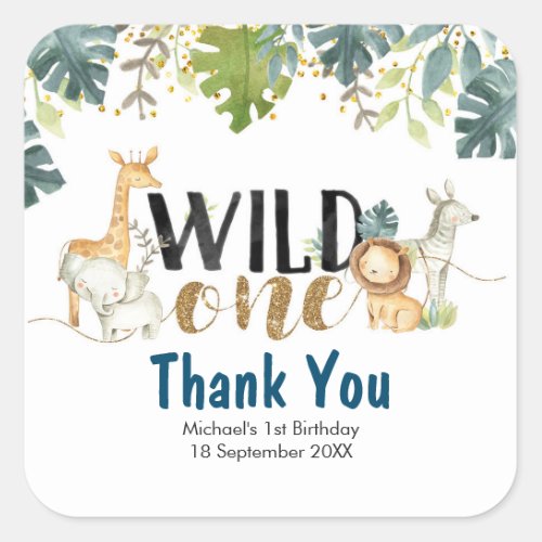 Safari Wild One Birthday Thank You Sticker