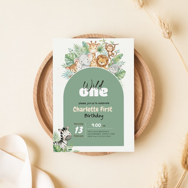 Safari Wild One Boy 1st Birthday Invitation (Creator Uploaded)