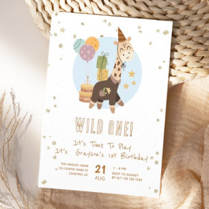 Safari Wild One Boy 1st Birthday Invitation