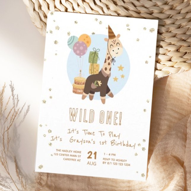 Safari Wild One Boy 1st Birthday Invitation (Creator Uploaded)