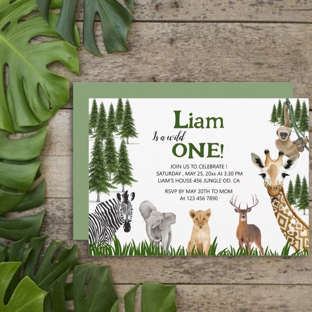 Safari Wild One Boy 1st Birthday Invitation (Creator Uploaded)