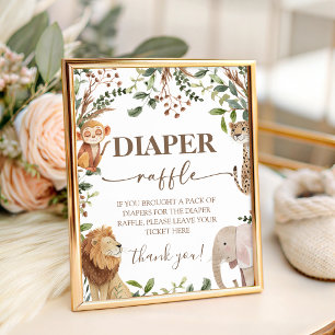 Safari Wild One Diaper Raffle Sign 8x10