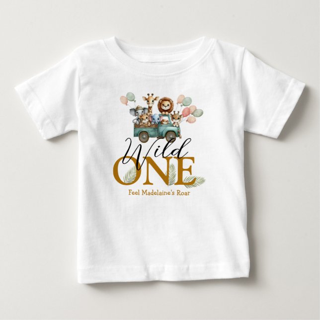 Safari Wild One First Birthday  Baby T-Shirt (Front)