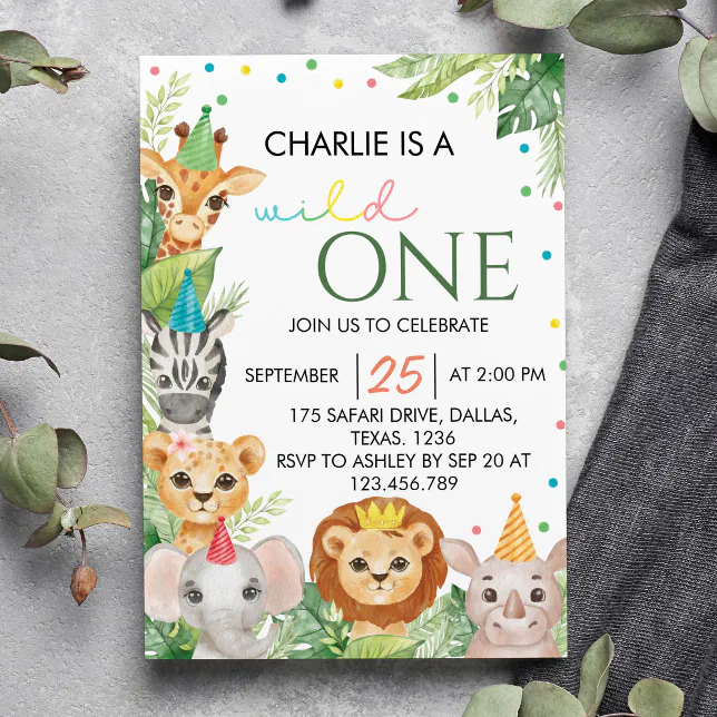 Safari Wild One First Birthday Invitation | Zazzle