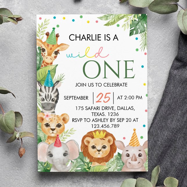Safari Wild One First Birthday Invitation (Creator Uploaded)