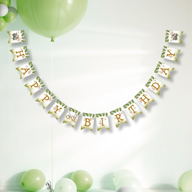 Safari Wild One First Happy Birthday  Bunting Flags (Creator Uploaded)