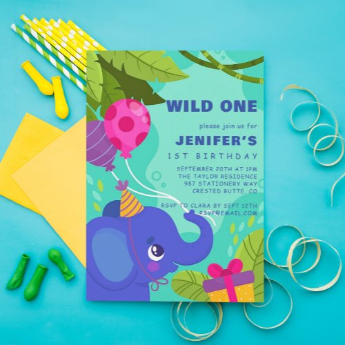 Safari Wild One Gender Neutral 1st Birthday Invitation