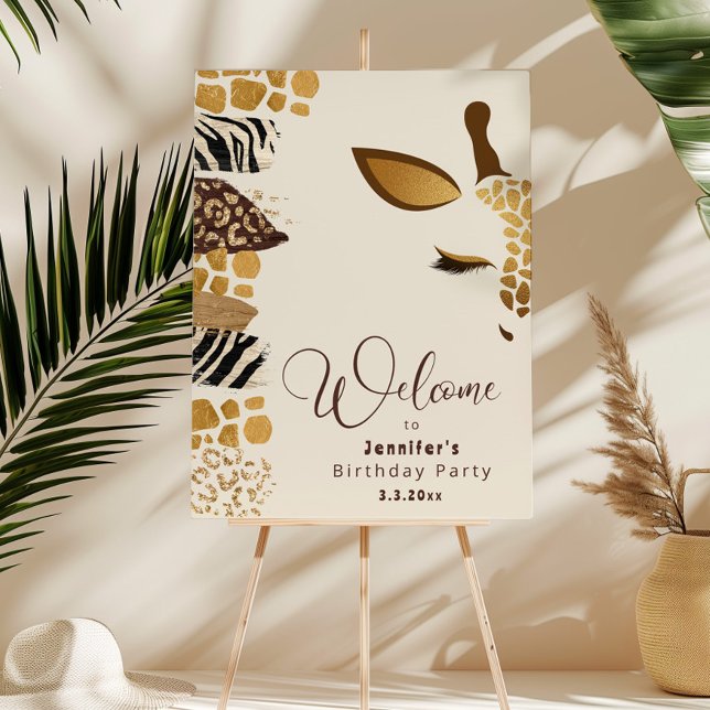 Safari wild one Giraffe birthday party welcome Foam Board (Creator Uploaded)
