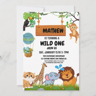 Safari Wild One Invitation