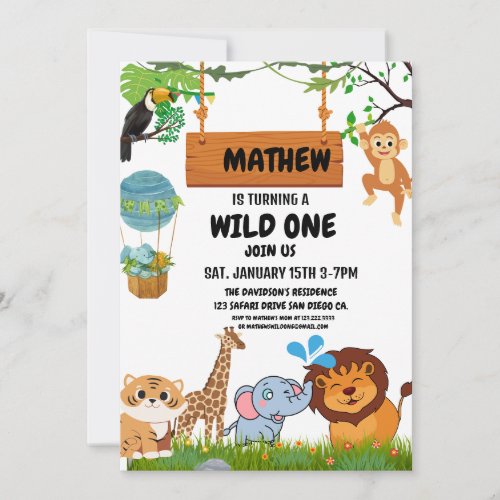 Safari Wild One Invitation