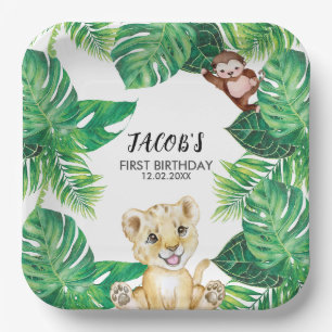 Safari Wild One Jungle Animal 1st Birthday Paper Plates