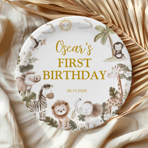 Safari Wild One Jungle Animals Birthday Party Paper Plates