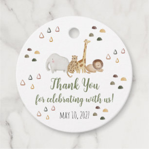Safari Wild One Jungle Animals Party Favor Tag